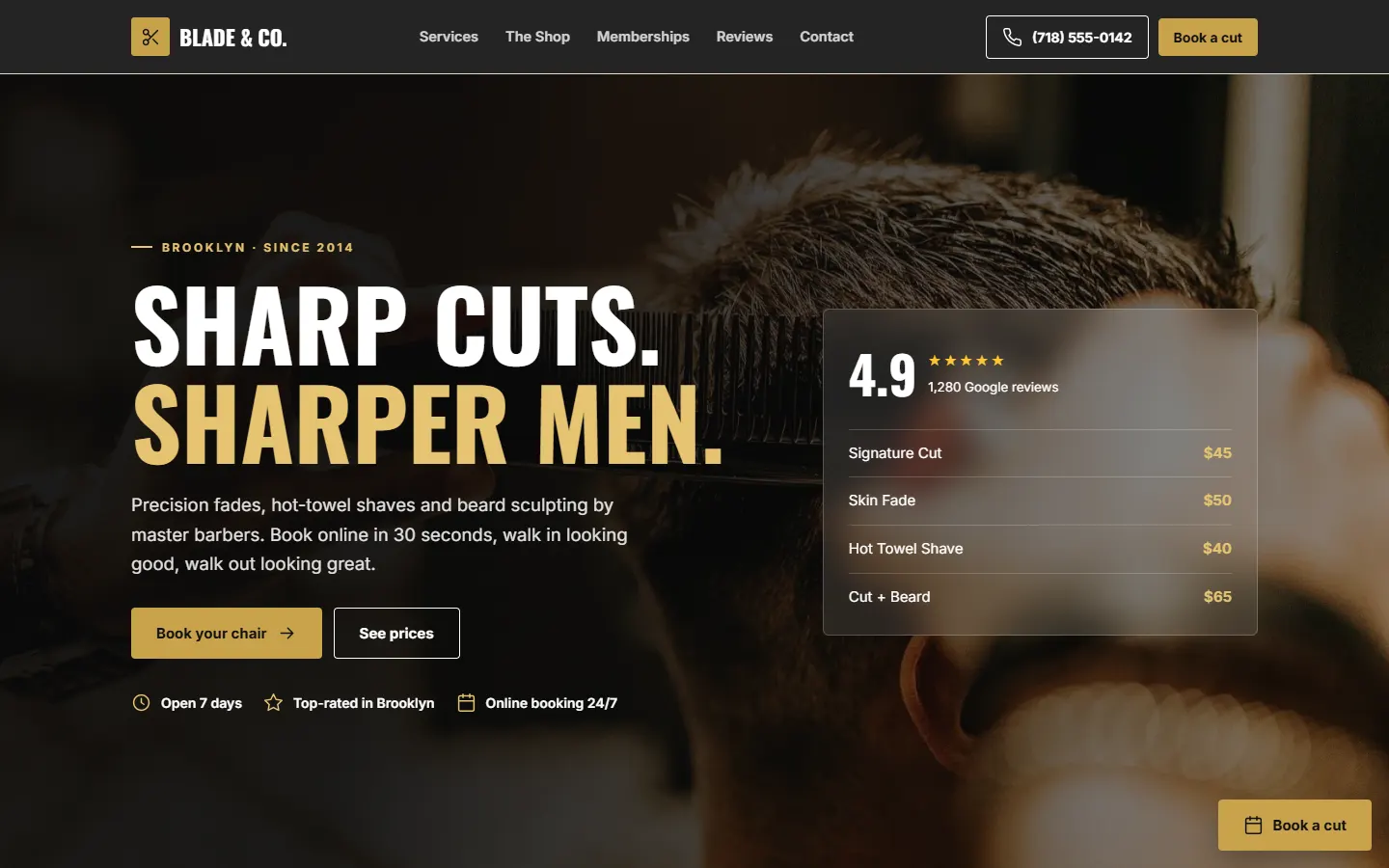 Blade & Co. Barbers — version ordinateur