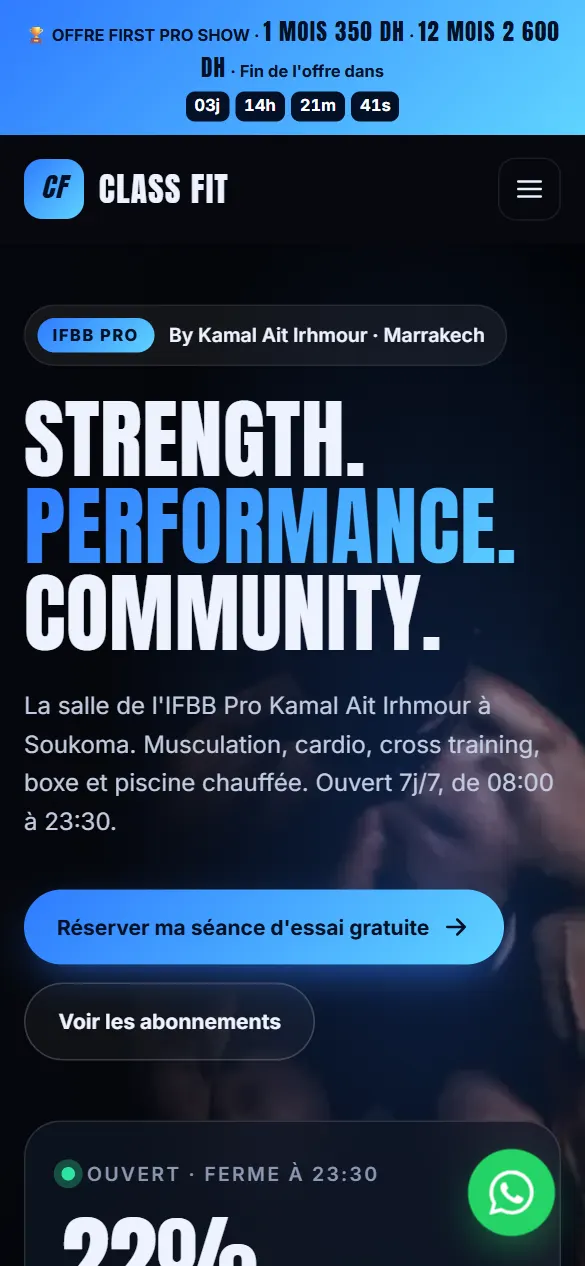 Class Fit Gym — version mobile