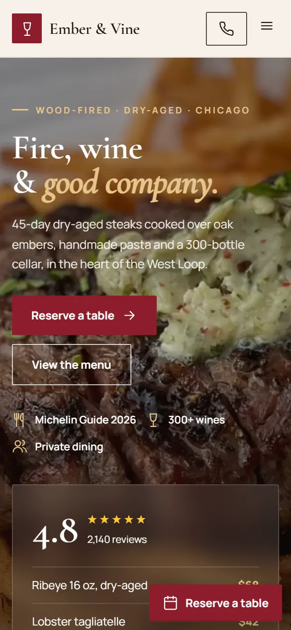 Ember & Vine — version mobile