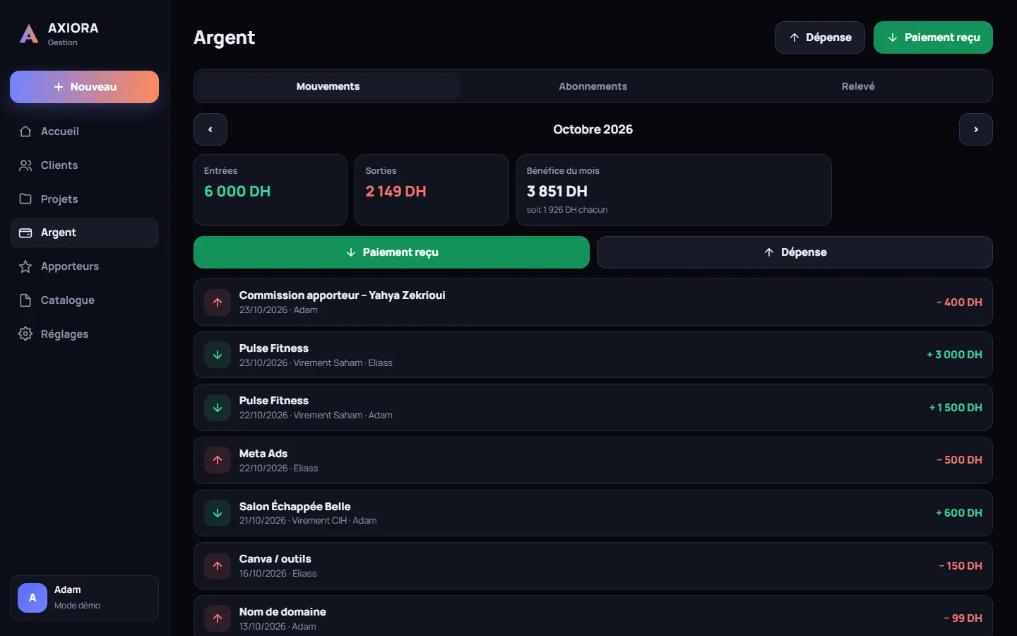 Axiora Gestion — capture