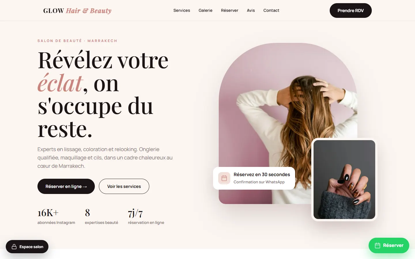 Glow Hair & Beauty — version ordinateur