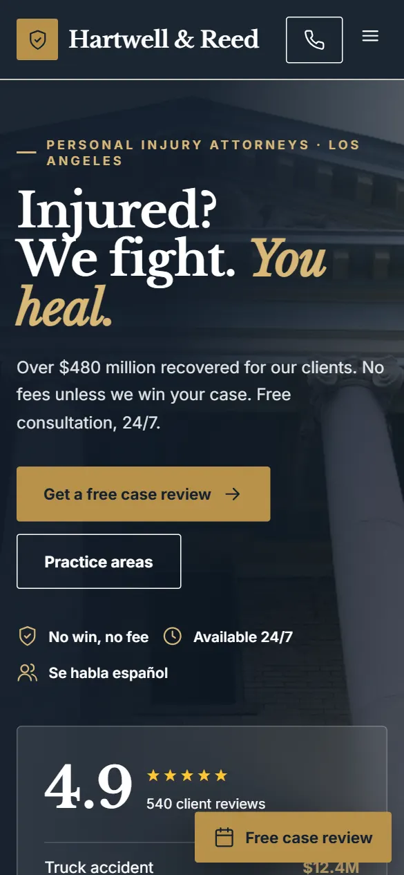 Hartwell & Reed — version mobile