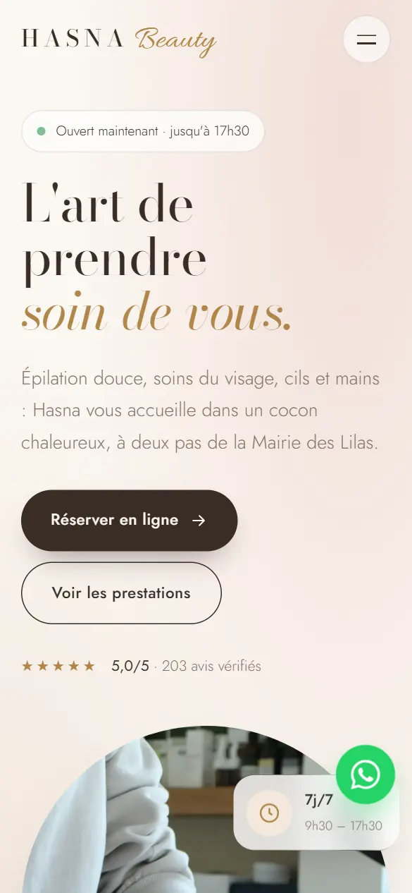 Hasna Beauty — version mobile