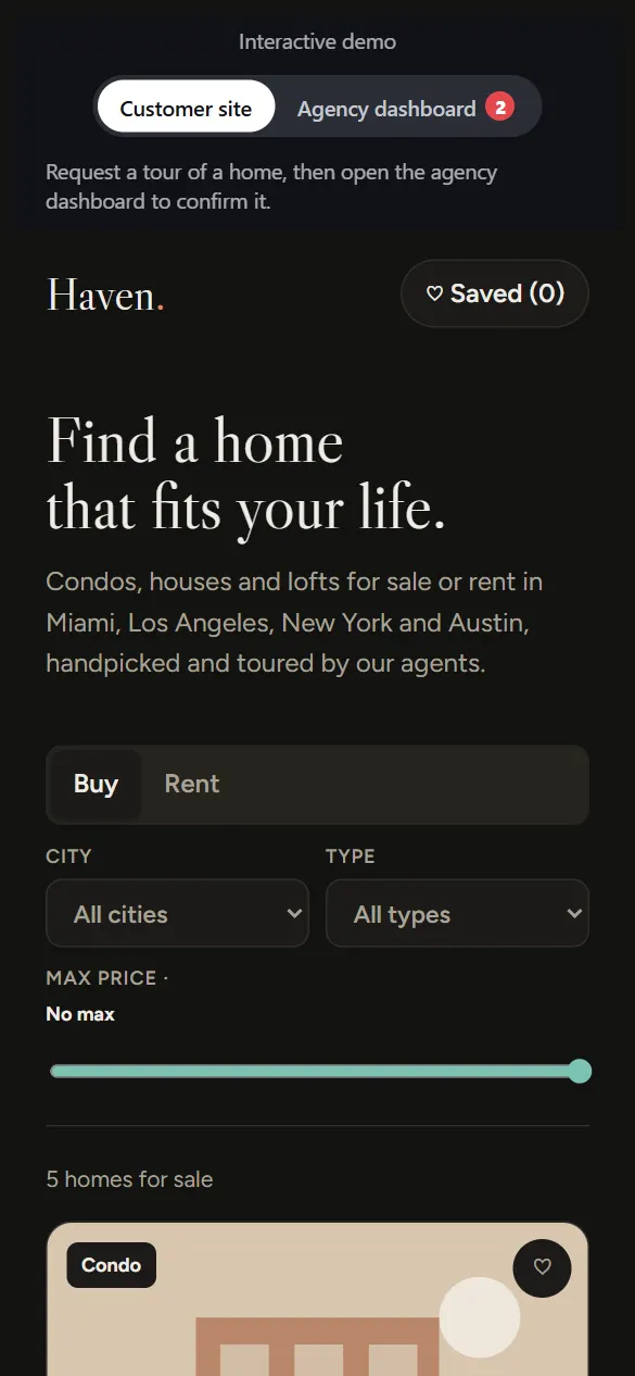 Haven Realty — version mobile