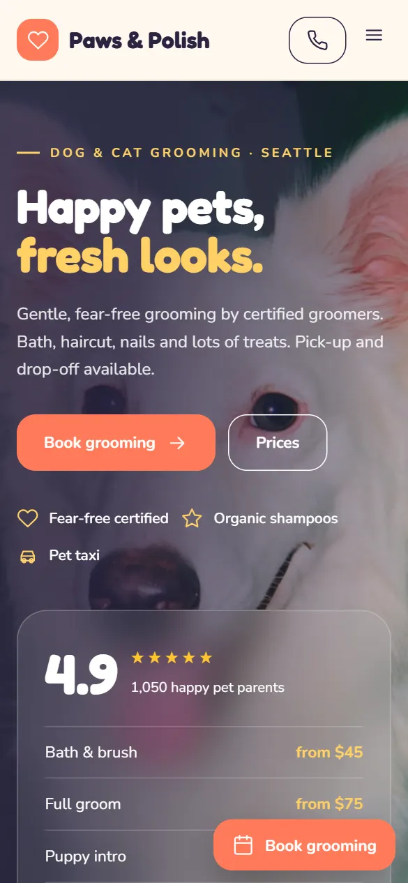 Paws & Polish — version mobile