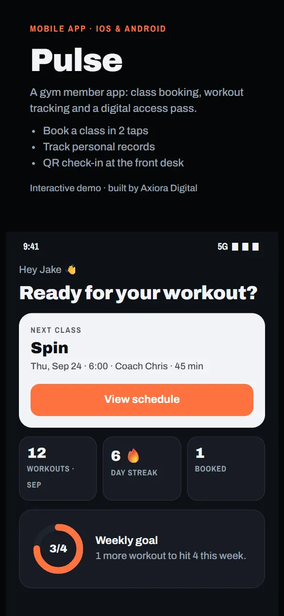 Pulse Fitness App — version mobile
