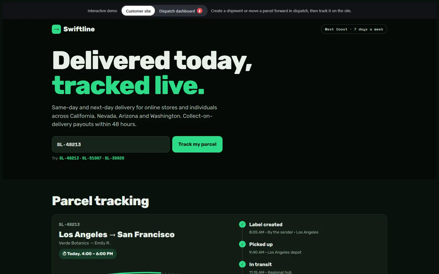 Swiftline Delivery — version ordinateur