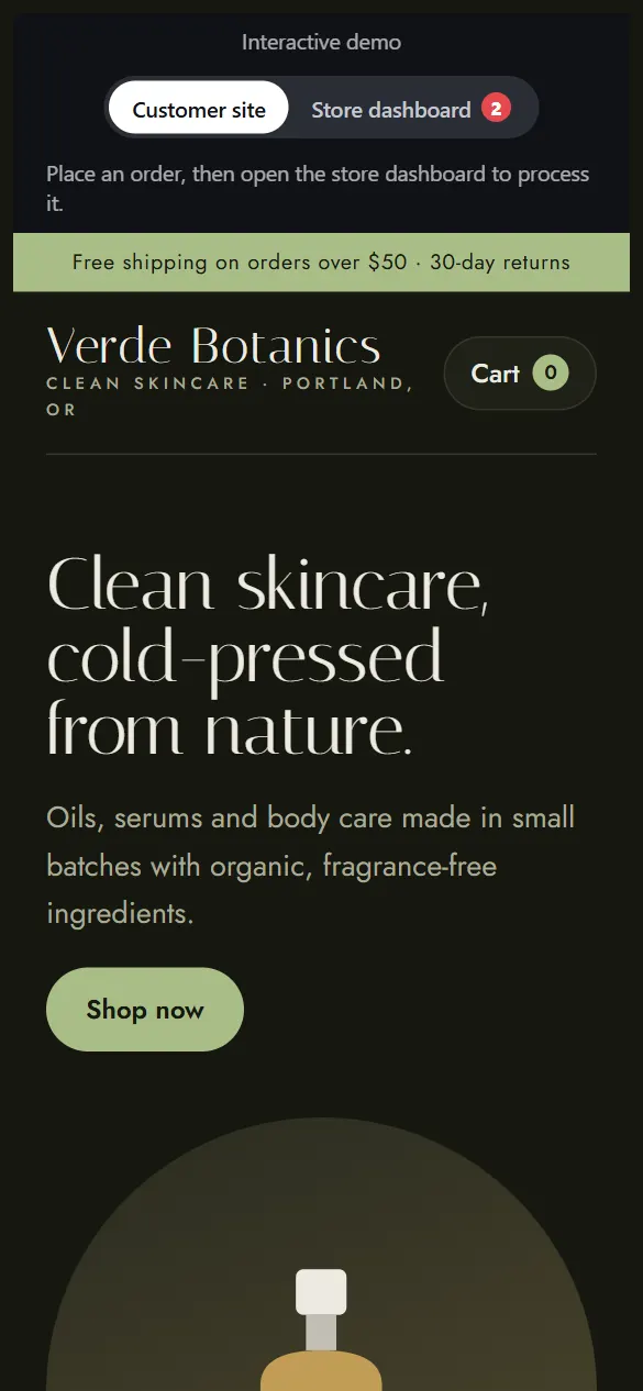 Verde Botanics — version mobile